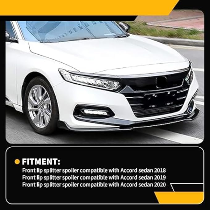 Jecoupoon Front Lip Splitter Spoiler Compatible with Accord Sedan 2018 2019 2020 Front Lip Body Kit Glossy Black - Image 4