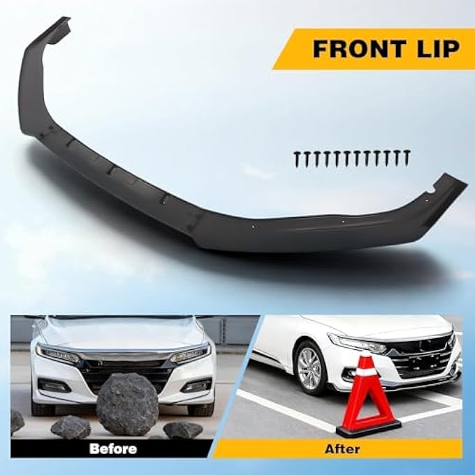 Jecoupoon Front Lip Splitter Spoiler Compatible with Accord Sedan 2018 2019 2020 Front Lip Body Kit Glossy Black - Image 5