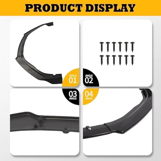 Jecoupoon Front Lip Splitter Spoiler Compatible with Accord Sedan 2018 2019 2020 Front Lip Body Kit Glossy Black - Image 2