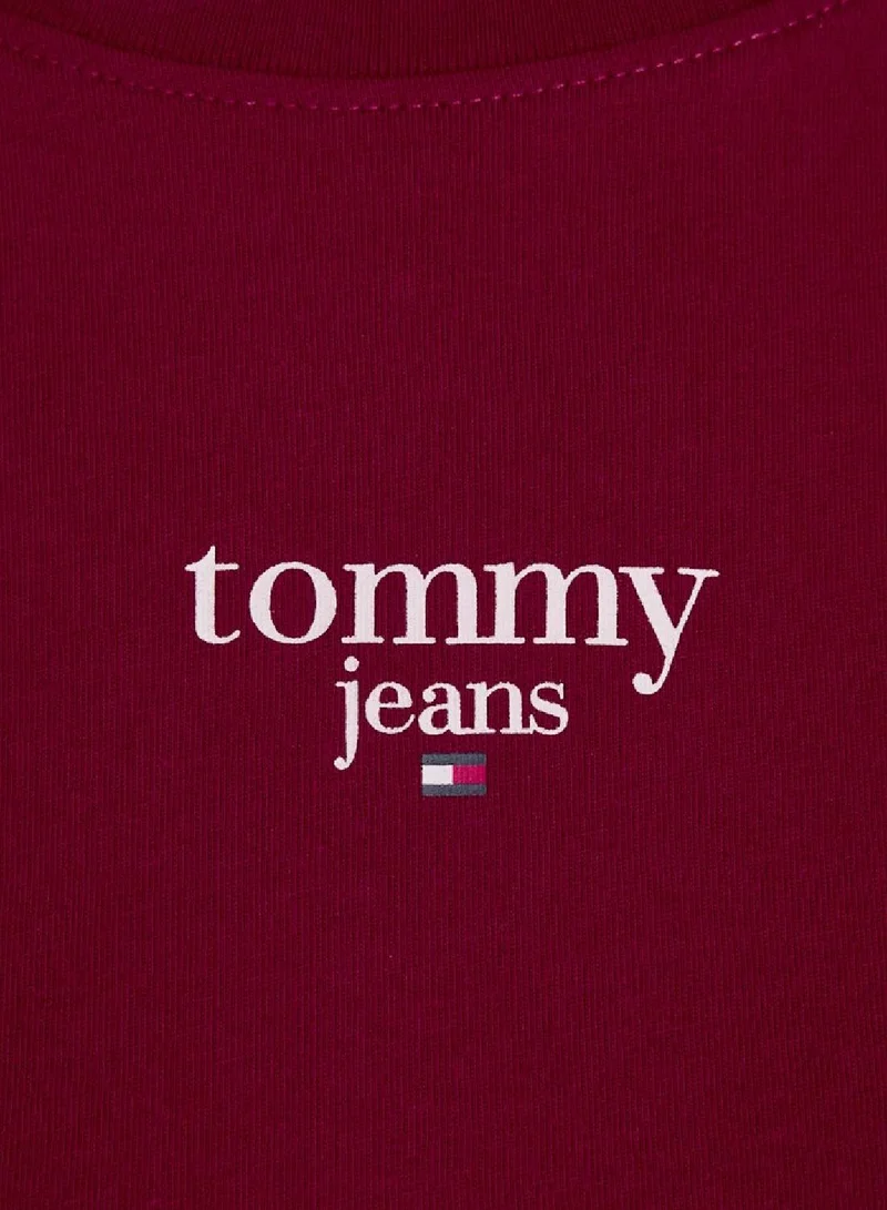 TOMMY JEANS Women's Slim Essential Short Sleeve T-Shirt - Cotton, Red