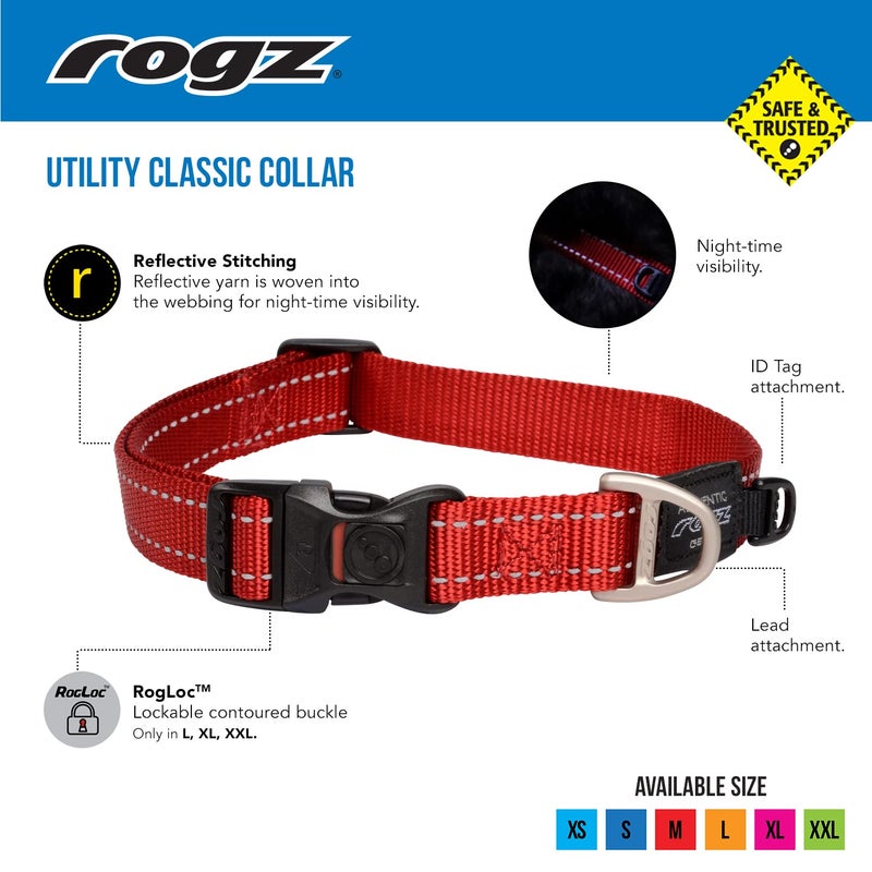 Rogz Reflective Dog Collar for Large Dogs, Adjustable from 13-22 inches, Black - Image 3