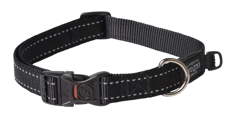 Rogz Reflective Dog Collar for Large Dogs, Adjustable from 13-22 inches, Black - Image 1