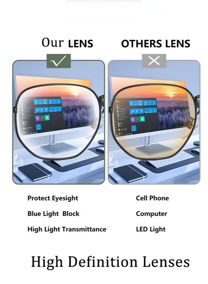 Metal Blue Light Glasses for men women Square Clear Lens eyeglasses Anti blue light blocking eye glasses for Reading Gaming Computer Phone Silver - Image 5