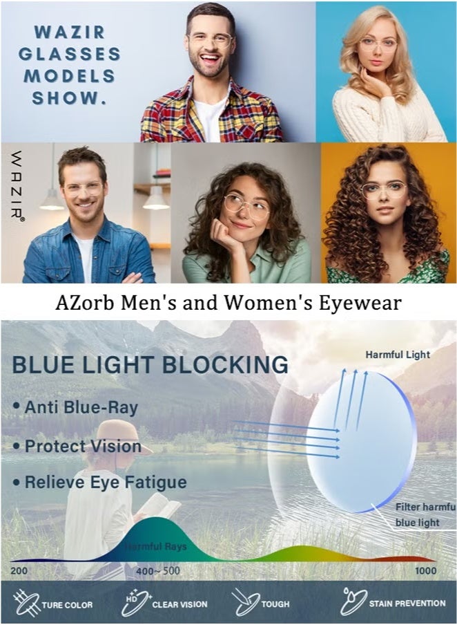 Metal Blue Light Glasses for men women Square Clear Lens eyeglasses Anti blue light blocking eye glasses for Reading Gaming Computer Phone Silver - Image 4