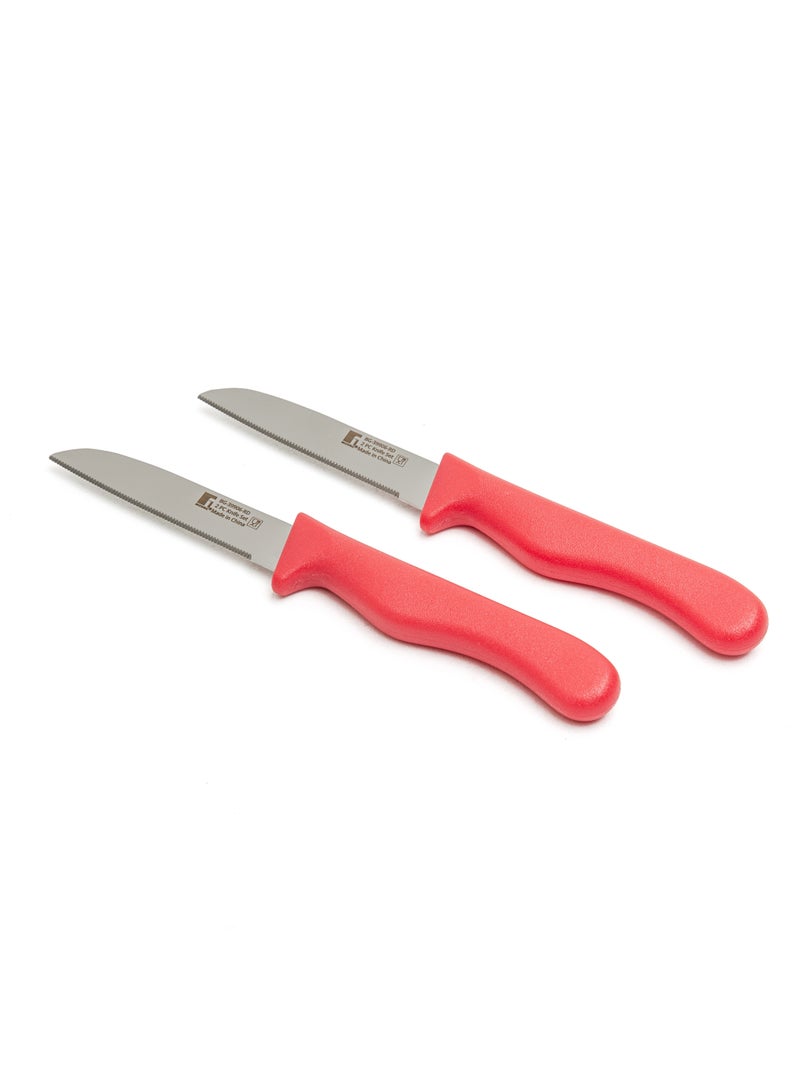 BERGNER OCASA STAILESS STEEL 2PC FRUIT KNIFE SET WITH SERRATED BLADE, RED COLOR, BG39906RD - Image 1