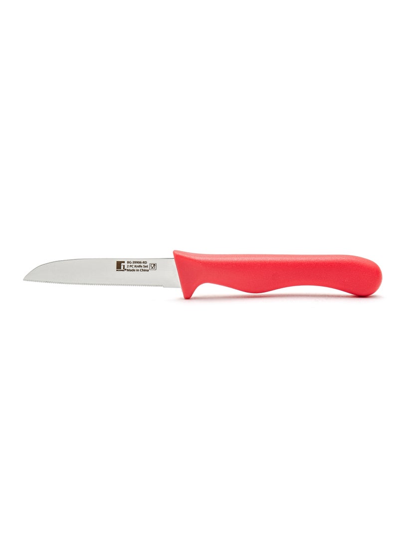 BERGNER OCASA STAILESS STEEL 2PC FRUIT KNIFE SET WITH SERRATED BLADE, RED COLOR, BG39906RD - Image 2