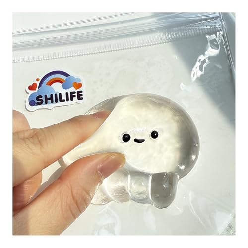 SHILIFE Taba Squishy JellyfishKawaii Squishies PVC ToysStress Relieving OPP Packaging GiftsSquishy Fidget Toys for AnxietyRelaxationPerfect Desk Accessory for Adults Transparent Jellyfish - Image 1