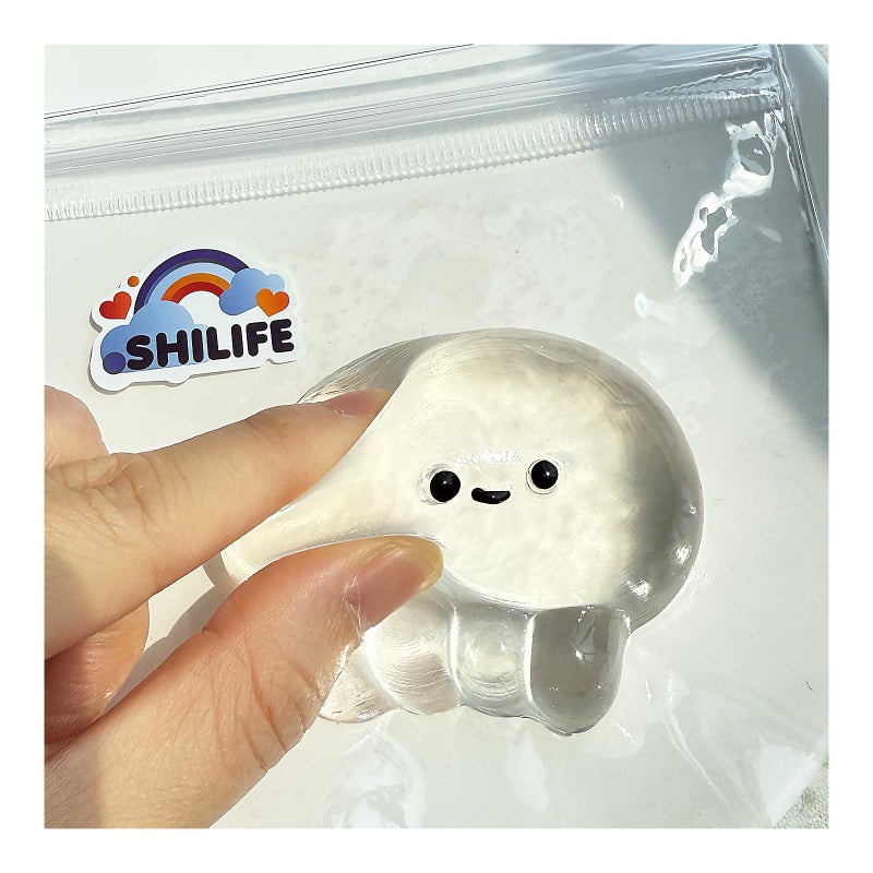 SHILIFE Taba Squishy JellyfishKawaii Squishies PVC ToysStress Relieving OPP Packaging GiftsSquishy Fidget Toys for AnxietyRelaxationPerfect Desk Accessory for Adults Transparent Jellyfish - Image 3