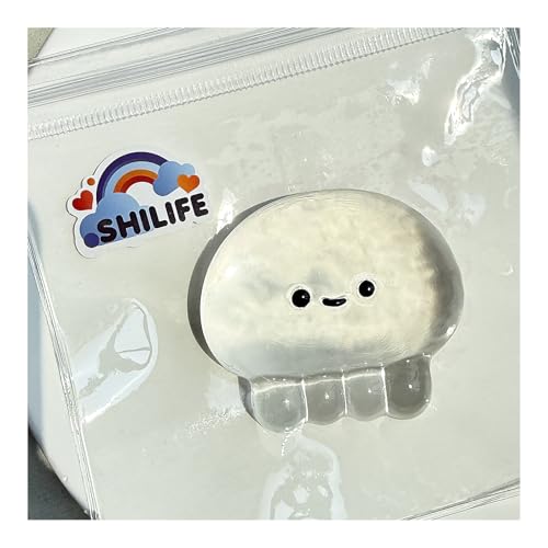 SHILIFE Taba Squishy JellyfishKawaii Squishies PVC ToysStress Relieving OPP Packaging GiftsSquishy Fidget Toys for AnxietyRelaxationPerfect Desk Accessory for Adults Transparent Jellyfish - Image 5