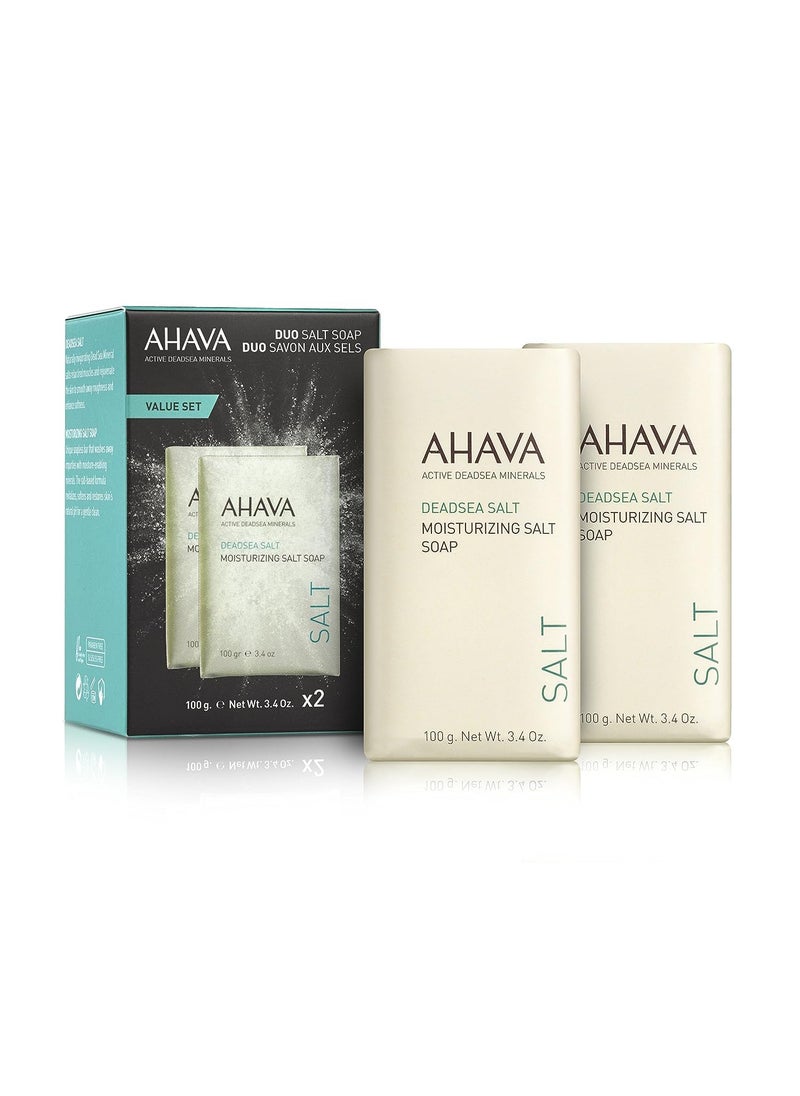AHAVA AHAVA Moisturizing Dead Sea Salt Soap Duo Set  Face  Body Cleansing Bar to Moisture Skin Enriched with Exclusive Blend of Dead Sea Osmoter  Dead Sea Salt 68 Oz Product Appearance May Vary 