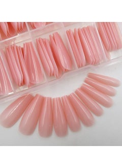 LifexTol 100pc Colored Coffin Press on Nails Long Nude Ballerina False Fake Nail Tips Full Cover Manicure Design Acrylic Nails for Women Teen Girls (Nude) 