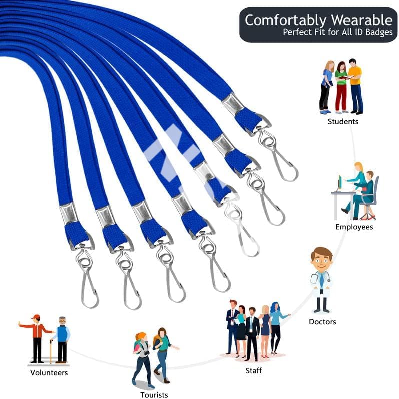 NSSP Tubeless Flat Lanyard ID Badge Lanyards with Swivel J-Hook for ID Name Tags and Badge Holders (Blue, Pack of 50) - Image 5