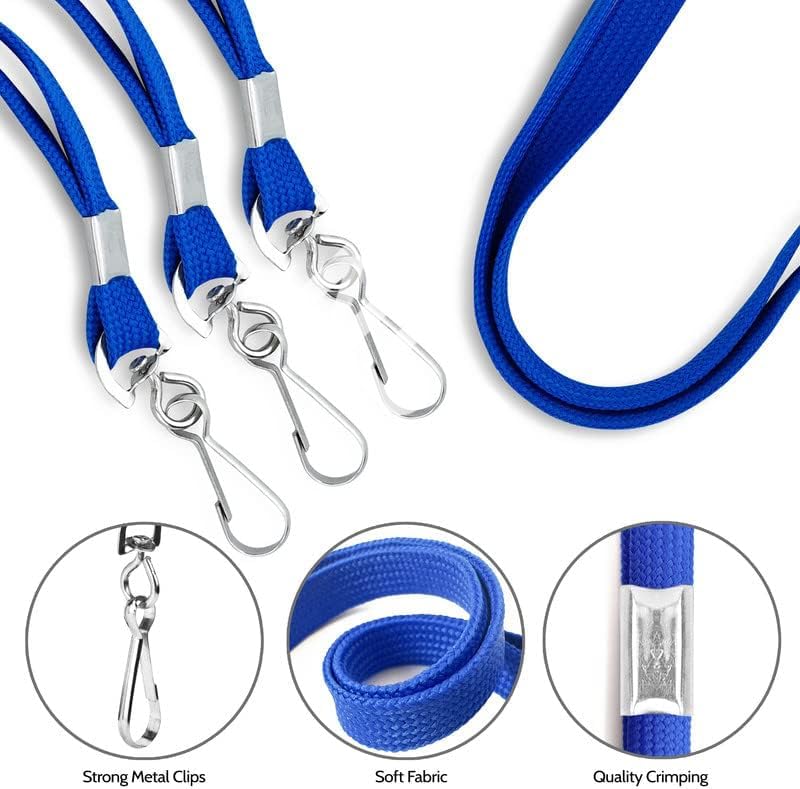 NSSP Tubeless Flat Lanyard ID Badge Lanyards with Swivel J-Hook for ID Name Tags and Badge Holders (Blue, Pack of 50) - Image 4