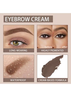 DNM evpct 2Pcs Eyebrow Gel Pomade Soft brown Shaping Kit with Dual-ended Brush Eyebrow Cream Styling Gel Kit Long Lasting Waterproof Eyebrow Paint Powder Pencil Tinting Kit pintura de cejas, SOFT BROWN  - Image 3