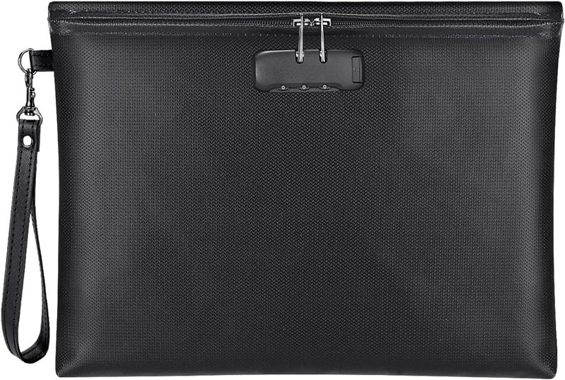 ZOOPIP Fireproof Document Bag with Lock, ZOOPIP 14.3"x10.2" Fireproof and Waterproof Money Bag with Zipper Closure, Storage Pouch for A4 Letter Size Document, Cash, Cell Phone, Tablet, Credit Card,Passport - Image 1