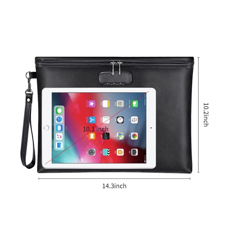 ZOOPIP Fireproof Document Bag with Lock, ZOOPIP 14.3"x10.2" Fireproof and Waterproof Money Bag with Zipper Closure, Storage Pouch for A4 Letter Size Document, Cash, Cell Phone, Tablet, Credit Card,Passport - Image 5