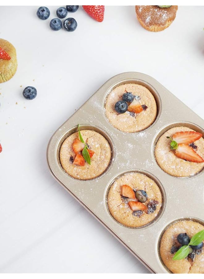 Loquat 6 Cup Baking Cake Mold Baking Pan Oven Non Stained With Champagne Gold - Image 2