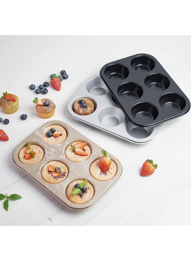 Loquat 6 Cup Baking Cake Mold Baking Pan Oven Non Stained With Champagne Gold - Image 3