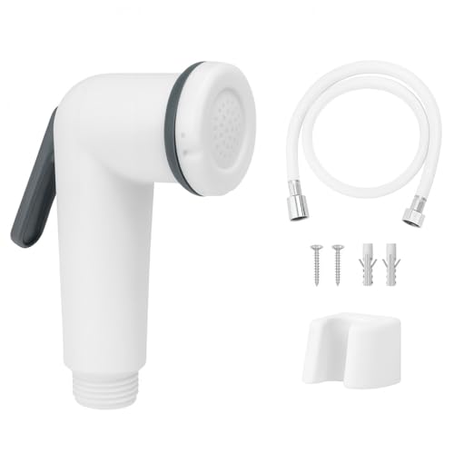 WOYO White ABS Health Faucet Set for Bathroom | Jet Spray with 1.2-Metre Ultra Flexible PVC Hose | Toilet Shower Spray, Bidet Use, and Bathroom Cleaning – Set of 1 (Style-6) - Image 1