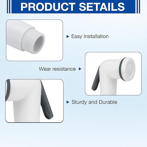 WOYO White ABS Health Faucet Set for Bathroom | Jet Spray with 1.2-Metre Ultra Flexible PVC Hose | Toilet Shower Spray, Bidet Use, and Bathroom Cleaning – Set of 1 (Style-6) - Image 3