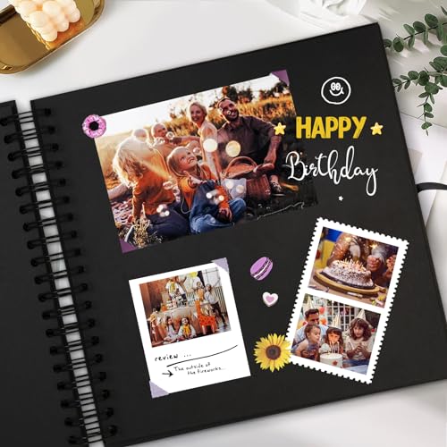 potricher 12x12 Inch DIY Scrapbook Photo Album Hardcover Blank Kraft Paper Scrap book for Wedding Anniversary Family (Black) - Image 3