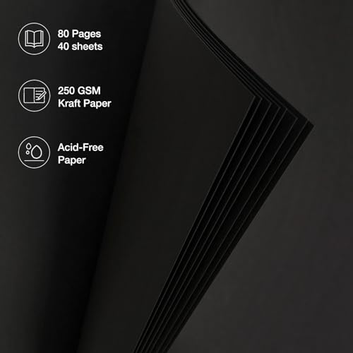 potricher 12x12 Inch DIY Scrapbook Photo Album Hardcover Blank Kraft Paper Scrap book for Wedding Anniversary Family (Black) - Image 4