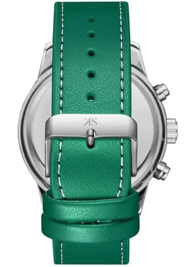 KENNETH SCOTT Kenneth Scott Men's Epson VX9J Movement Watch, Analog Display and Leather Strap - K24121-SLHHG, Green