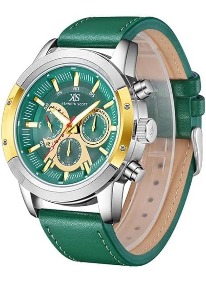 كينيث سكوت ساعة كينيث سكوت للرجال بحركة إبسون ، مينا تناظري وسوار جلدي - -، أخضر - Image 2