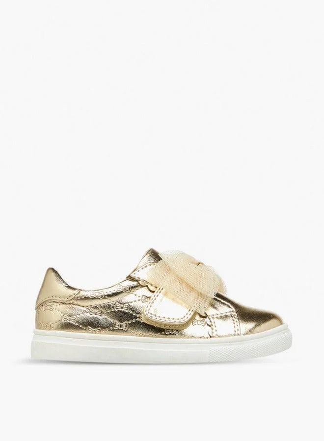 Barefeet Bow Accent Sneakers with Hook and Loop Closure