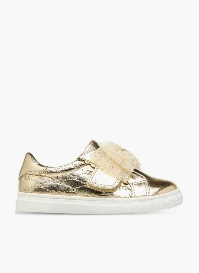 Barefeet Bow Accent Sneakers with Hook and Loop Closure
