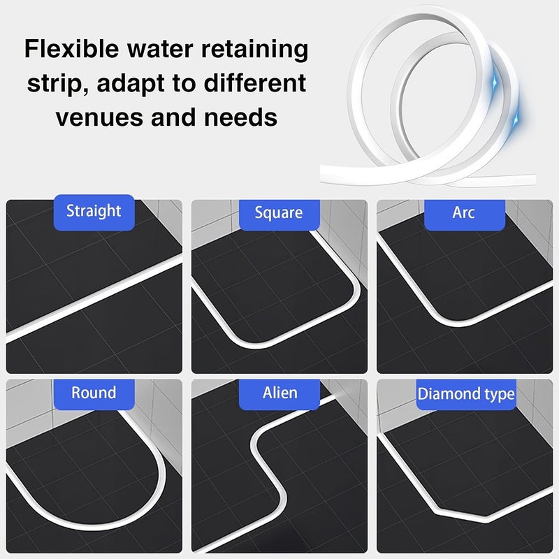 Grey Bathroom Floor Seal Strip 2M Foldable Shower Threshold Waterproof Barrier - Image 5