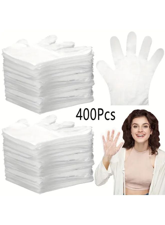 400 Pcs Transparent Disposable Plastic Gloves Latex Free Durable Comfortable Kitchen Bathroom Outdoor Use - Image 1
