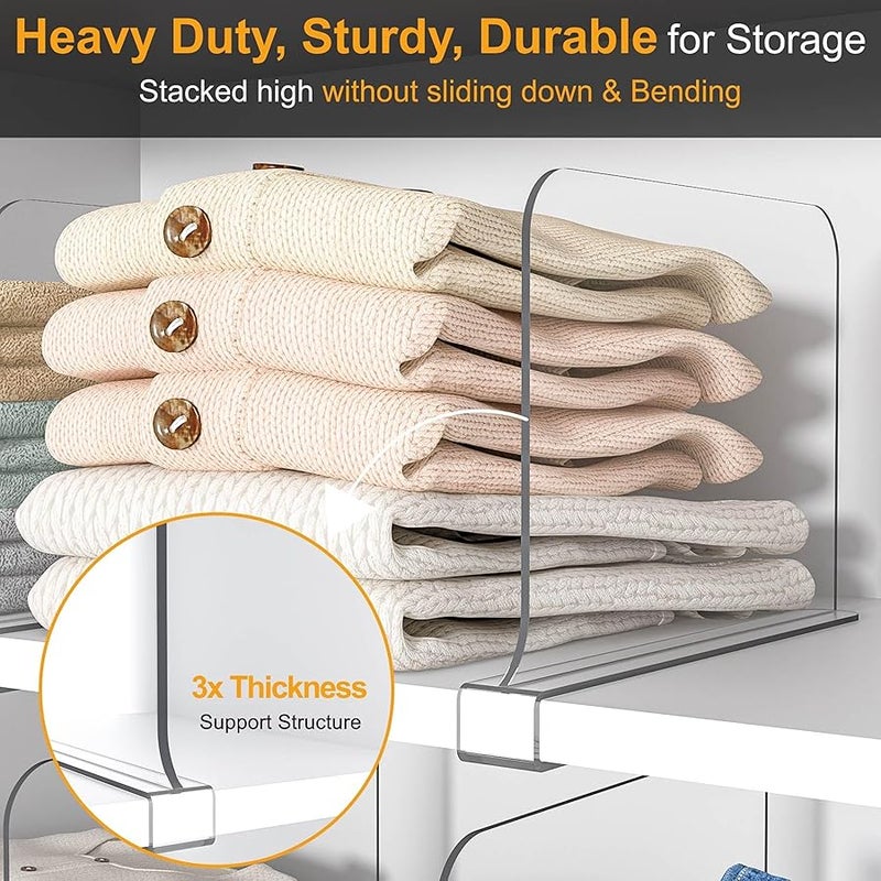 OKPOW Shelf Dividers for Closet Organization - 8 Tall X 12 Deep Acrylic Clear Sturdy Separators for Clothes Purse - Adjustable Removable Easy to Install Storage for Wood Cabinet Housewife 8 Pack - Image 5