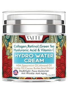 Water Based Moisturizer Face Best Cream Facial Care With Hyaluronic Acid For Dry Skin Crema Women And Men Simple Skincare Hydrating Booster For Day With Collagen Retinol Green Tea & Vitamin C