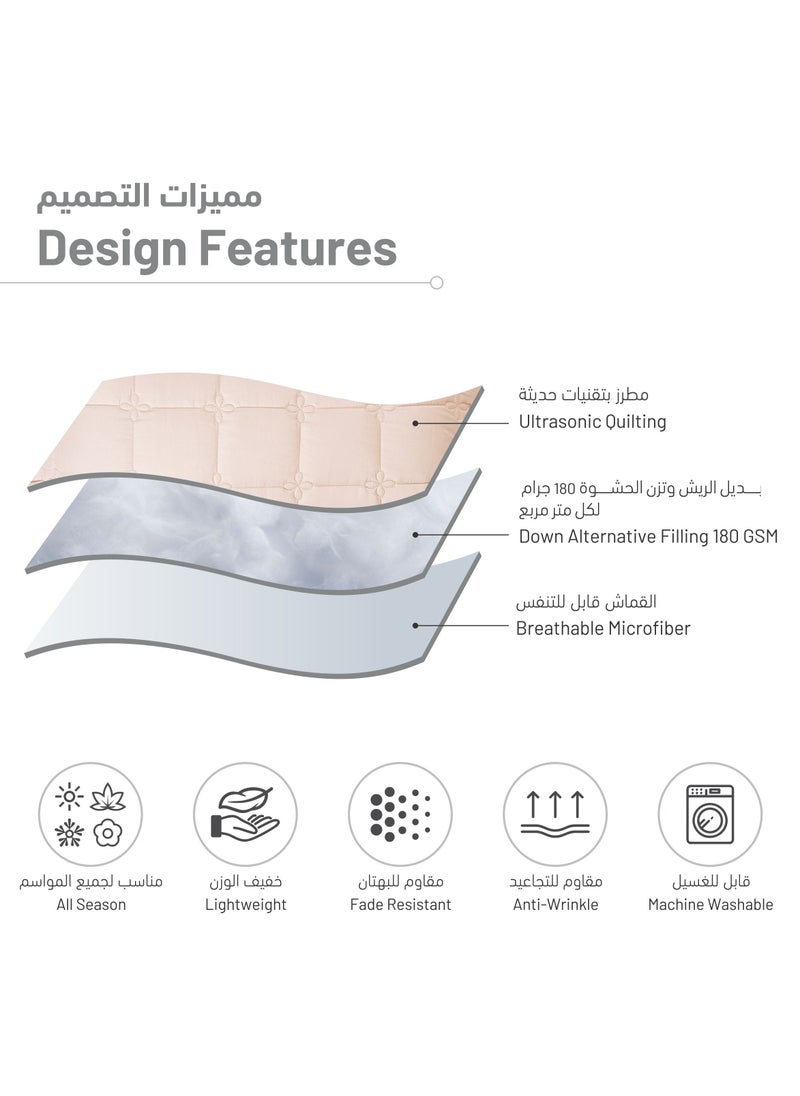 Donetella - 4-Piece Quilted Compressed Comforter Set For All Season Reversible Deisgn Microfiber Blush / Ivory Queen - Image 1