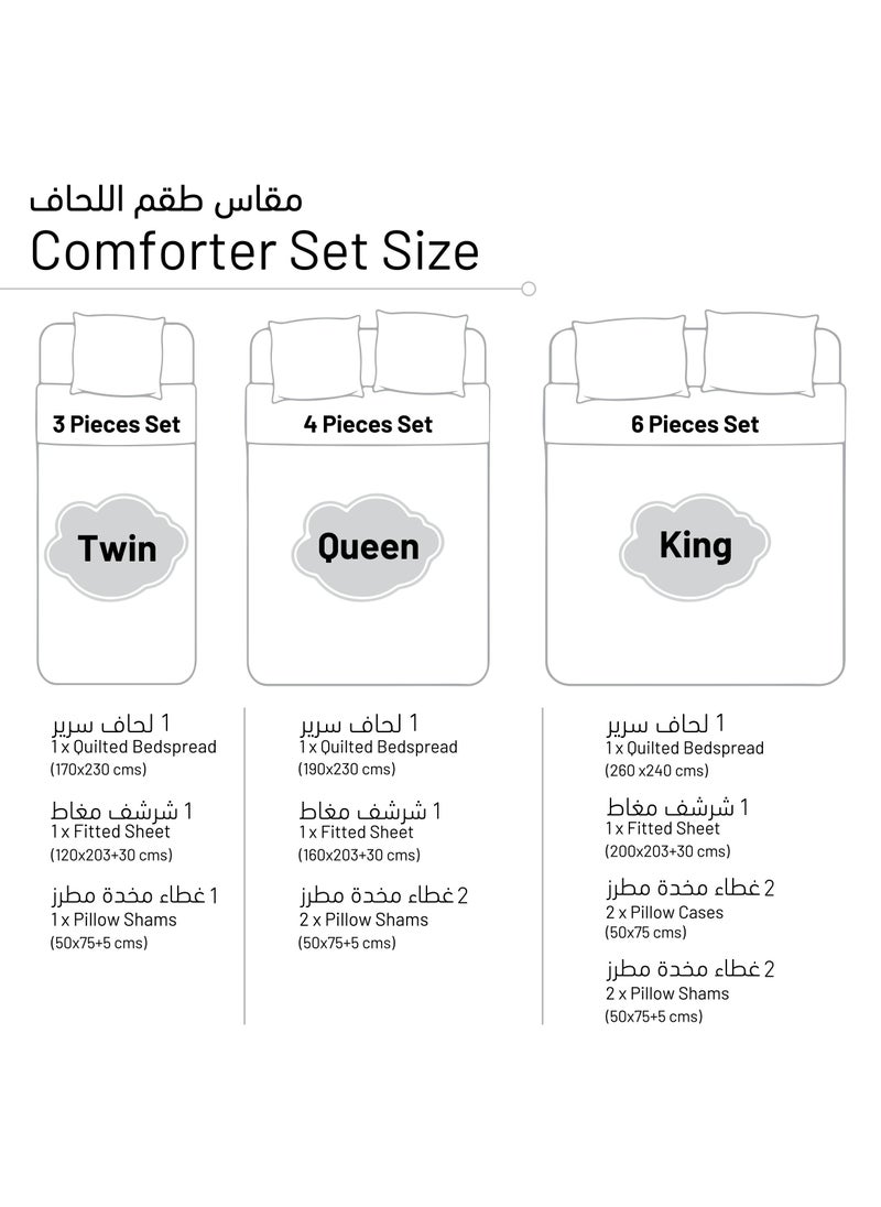 Donetella - 4-Piece Quilted Compressed Comforter Set For All Season Reversible Deisgn Microfiber Blush / Ivory Queen - Image 1