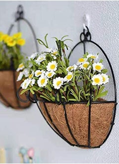 HOME TASTE Hometaste Iron Wall Hanging Planters Basket Half Round Plant Flower Wall Holder With Coco Coir Liner Plant Hanger Decoration For Garden Porch Balcony Indoor Outdoor. 
