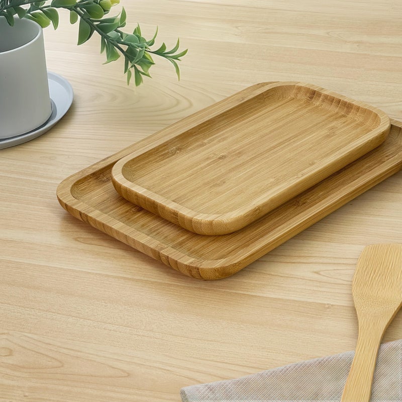 Bamboo Bam&Boo Bamboo Serving Tray Natural Minimalist Rectangular (11.3  x 6.2"" x 0.8"") Coffee  Tea  Food  Drinks  Storage  Decor for Home  Kitchen  Bathroom - Image 2