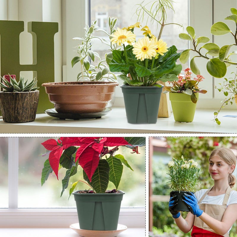 6Pcs Large Plastic Plant Pots with Drainage Holes for Indoor Outdoor Garden Plants - Image 5
