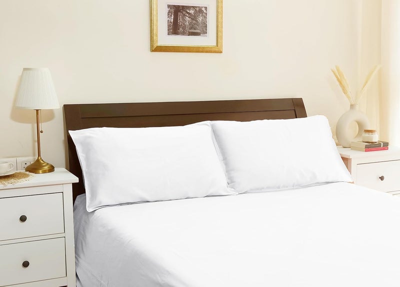 Hygge Life Hygge Life Bedding Set 1 Queen Size Bedsheet 2 Large Pillow Covers 1 King Size Duvet Cover 100 Cotton 210 TC White  - Image 3