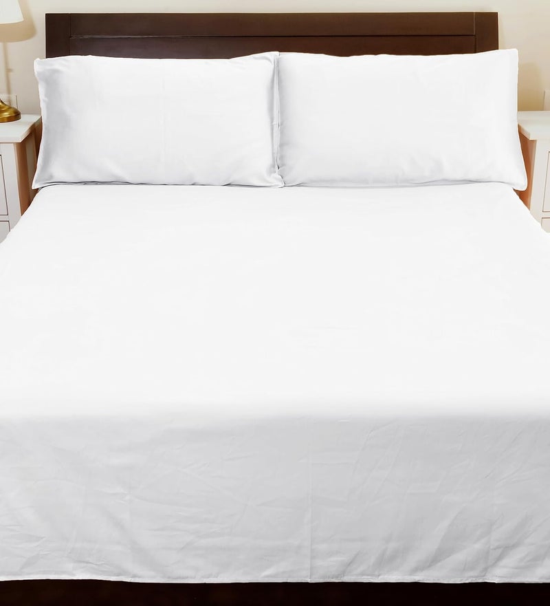 Hygge Life Hygge Life Bedding Set 1 Queen Size Bedsheet 2 Large Pillow Covers 1 King Size Duvet Cover 100 Cotton 210 TC White  - Image 2