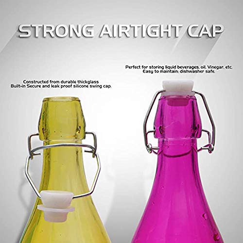 BENTEX LUXURY GLASSWARES BENTEX LUXURY GLASSWARES Polypropylene Glass Color Water Bottle with Cork Set of 4 1000 ml Multicolour  - Image 4