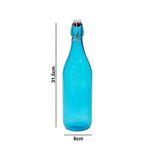 BENTEX LUXURY GLASSWARES BENTEX LUXURY GLASSWARES Polypropylene Glass Color Water Bottle with Cork Set of 4 1000 ml Multicolour  - Image 2