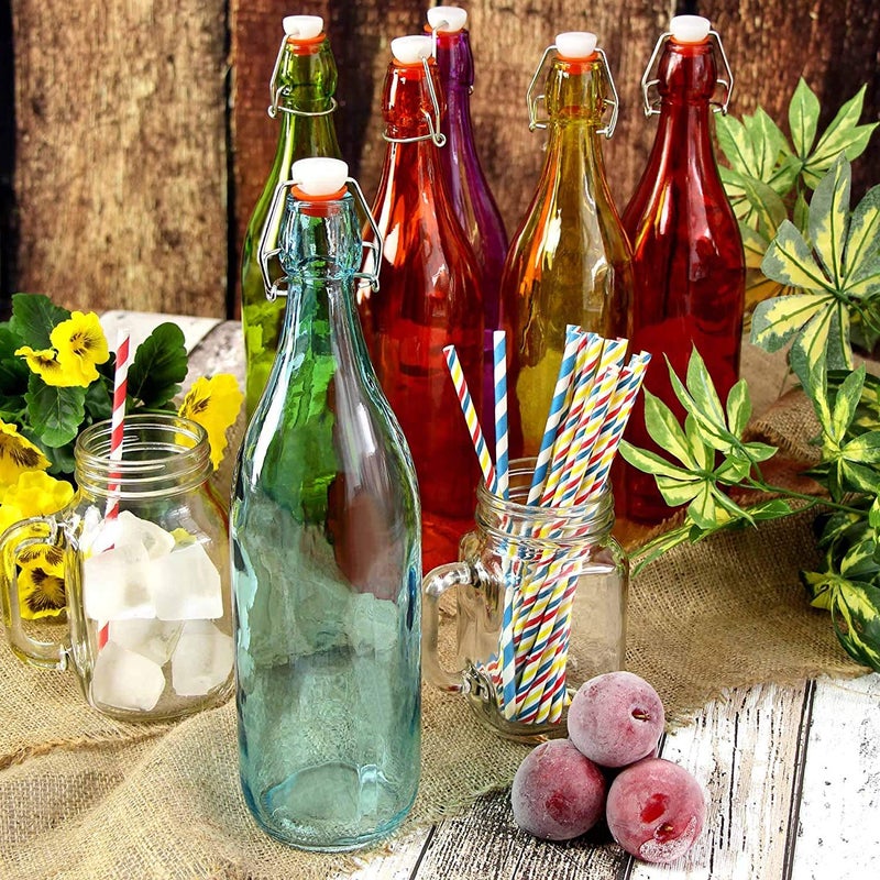 BENTEX LUXURY GLASSWARES BENTEX LUXURY GLASSWARES Polypropylene Glass Color Water Bottle with Cork Set of 4 1000 ml Multicolour  - Image 5