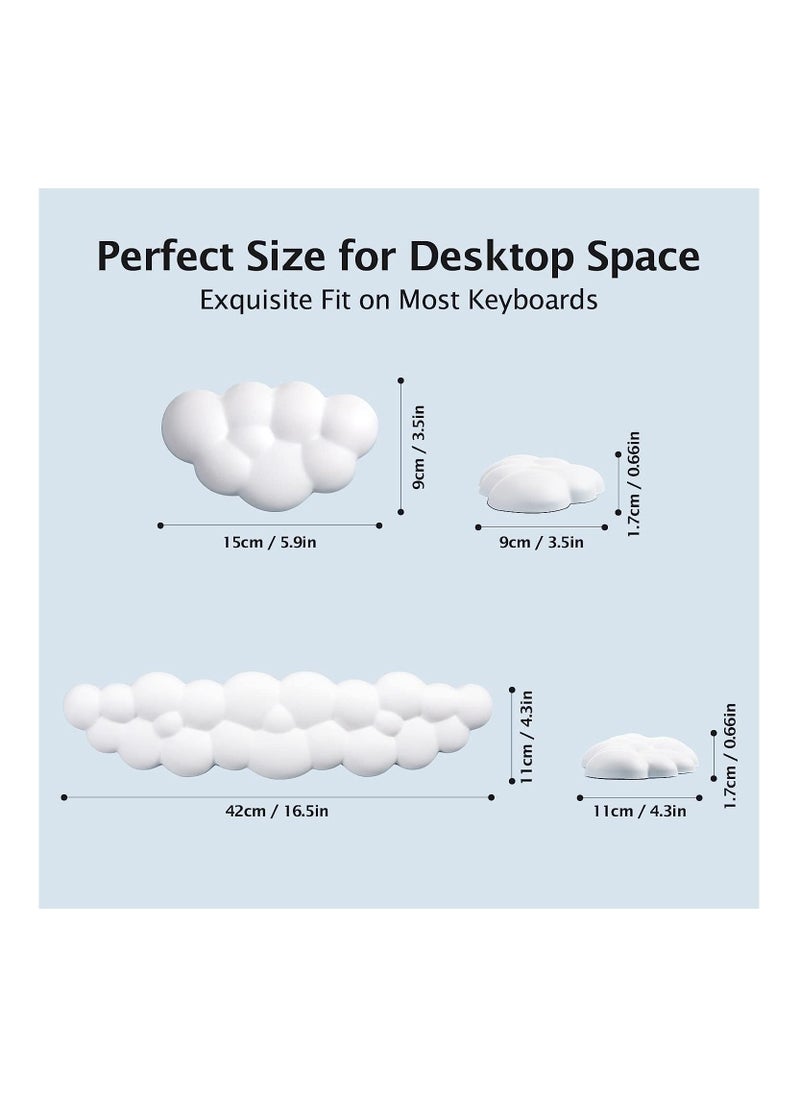 Generic - Keyboard Wrist Rest Set Cute Cloud Shape Wrist Rest Support for Mouse Keyboard Computer Elbow Pad Arm Rest Mouse Wrist Cushion, Ergonomic Design for Typing Comfortably (Keyboard not Included) - Image 1