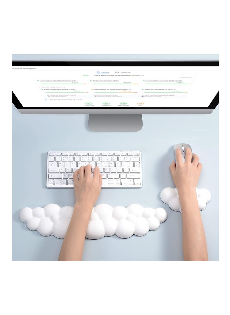 Generic - Keyboard Wrist Rest Set Cute Cloud Shape Wrist Rest Support for Mouse Keyboard Computer Elbow Pad Arm Rest Mouse Wrist Cushion, Ergonomic Design for Typing Comfortably (Keyboard not Included) - Image 1
