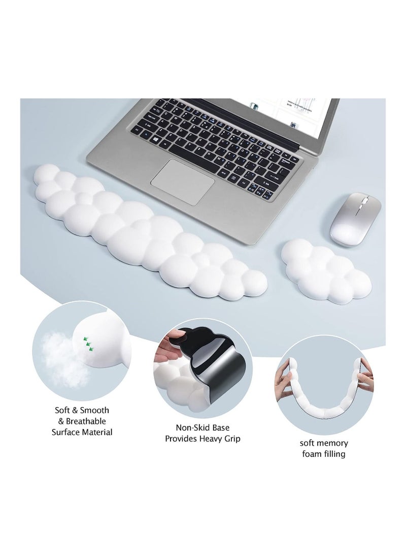 Generic - Keyboard Wrist Rest Set Cute Cloud Shape Wrist Rest Support for Mouse Keyboard Computer Elbow Pad Arm Rest Mouse Wrist Cushion, Ergonomic Design for Typing Comfortably (Keyboard not Included) - Image 1