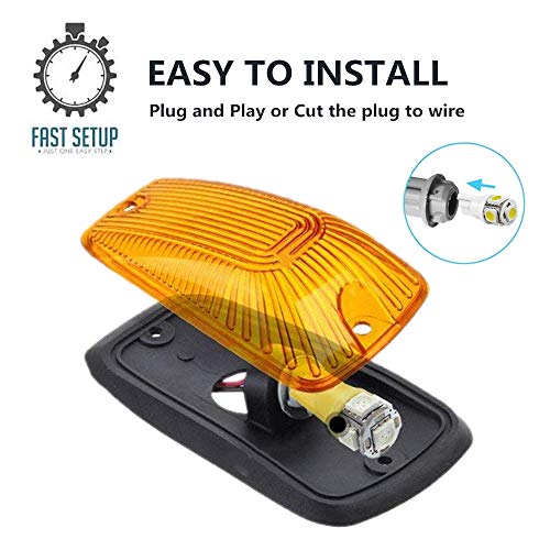 MARLBSTON 5 X Cab Marker Light, Compatible with 1988-2002 Chevy/GMC C1500 C2500 C3500 K1500 K2500 K3500 Pickup Trucks Amber Lens White LED Cab Roof Running Lights, Top Clearance Light Harness w/Wiring Pack - Image 4