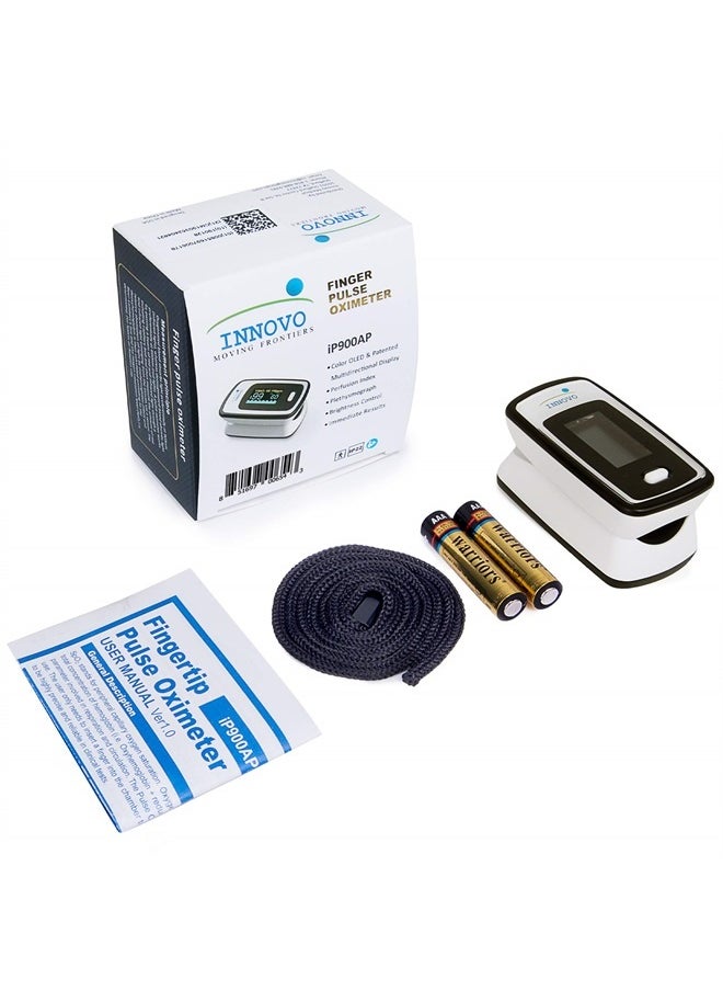 Innovo - Deluxe iP900AP Fingertip Pulse Oximeter with Plethysmograph and Perfusion Index (Off-White with Black) - Image 1