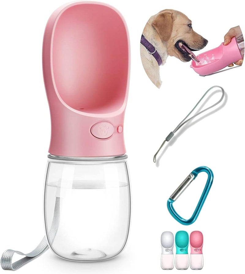 Deyace Dog Water Bottle, Leak Proof Portable Pet Water Bottles for Dogs, Puppy Water Dispenser with Drinking Feeder for Travel (Pink 12oz) - Image 1